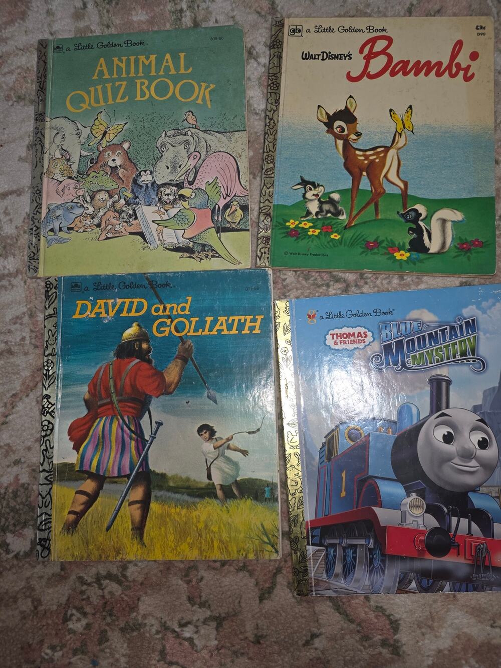 Lot of 4 Little Golden Books- Animal quiz Book, Bambi & others